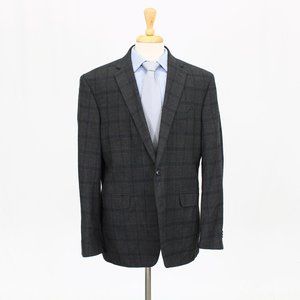 Ike Behar 44L Gray Check 2-Button Sport Coat Blazer Jacket B136